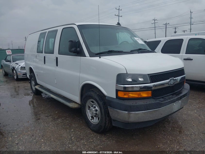 2020 Chevrolet Express VIN 1GCWGAFG9L1204116 IAAI salvage auction — FRONT END, Enterprise Vehicles Clear Only (Texas), sold $9,100 on 2026-07-29 (photo 1)