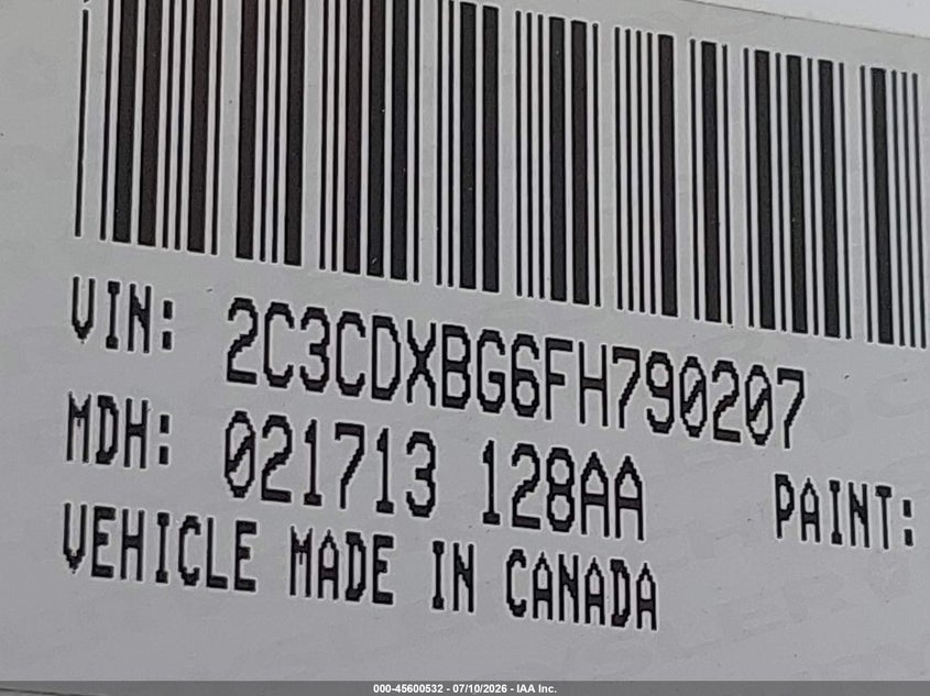 2015 Dodge Charger VIN 2C3CDXBG6FH790207 IAAI salvage auction — NORMAL WEAR, Original (Texas), sold $1,200 on 2026-07-24 (photo 9)