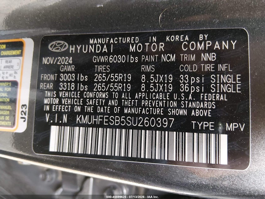 2025 Genesis Gv80 VIN KMUHFESB5SU260397 IAAI salvage auction — REAR END, Enterprise Vehicles Clear Only (Alabama), sold $17,100 on 2026-07-16 (photo 9)