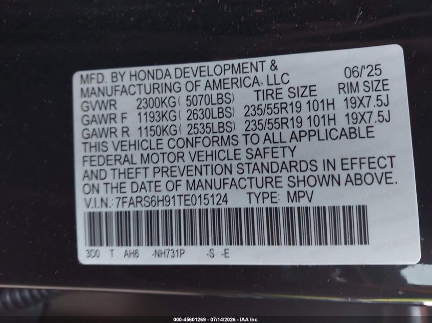 2026 Honda Cr-v VIN 7FARS6H91TE015124 IAAI salvage auction — LEFT SIDE, Wait Title, sold $24,275 on 2026-09-11 (photo 9)