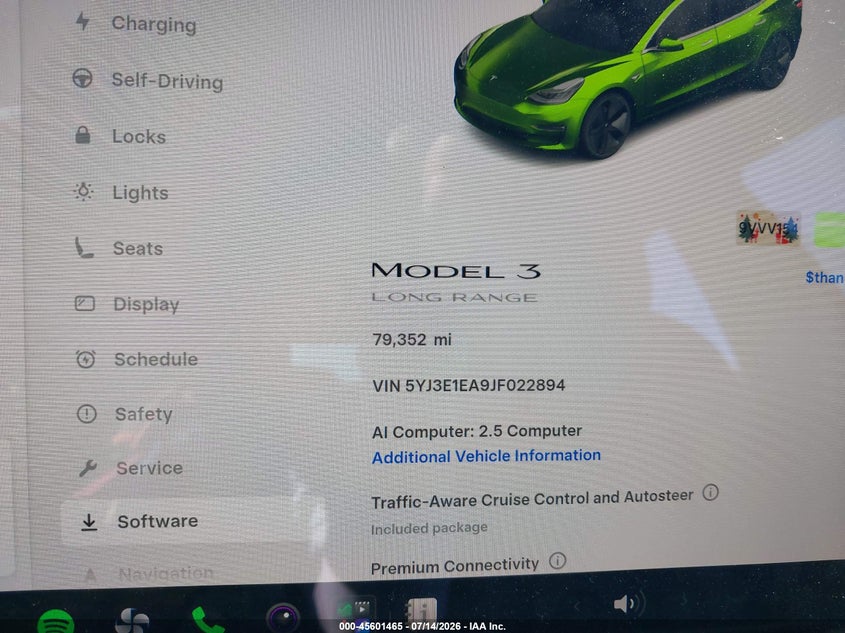 2018 Tesla Model 3 VIN 5YJ3E1EA9JF022894 IAAI salvage auction — UNDERCARRIAGE, Salvage (California), sold $5,000 on 2026-08-21 (photo 7)