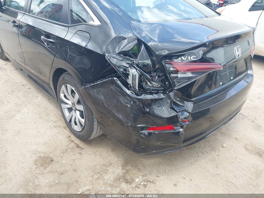 2025 Honda Civic VIN 2HGFE2F21SH602230 IAAI salvage auction — REAR END, Salvage Title, sold $8,100 on 2026-07-18 (photo 6)