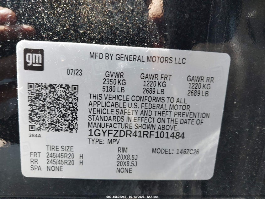 2024 Cadillac Xt4 VIN 1GYFZDR41RF101484 IAAI salvage auction — WATER/FLOOD, Wait Title, sold $14,100 on 2026-09-04 (photo 9)