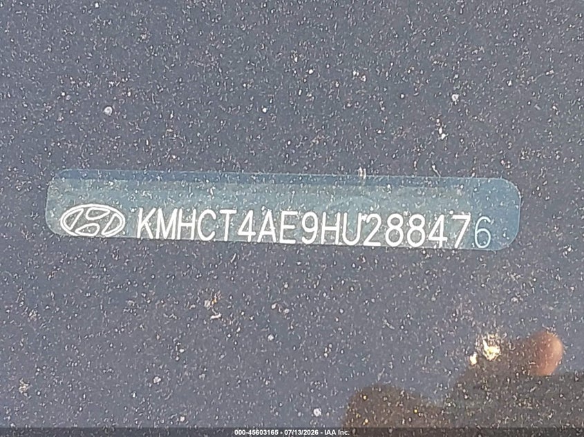 2017 Hyundai Accent VIN KMHCT4AE9HU288476 IAAI salvage auction — FRONT END, Clear (Indiana), sold $800 on 2026-07-31 (photo 9)