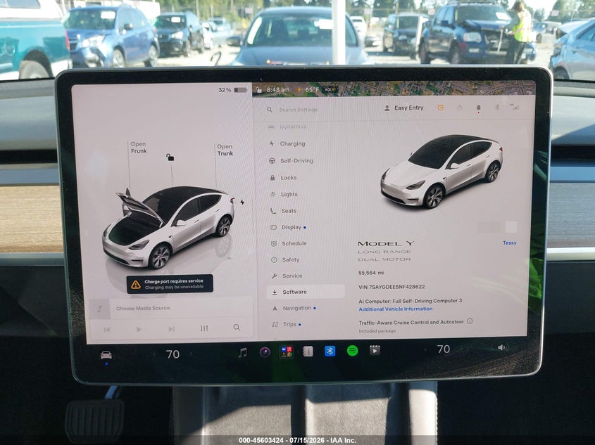 2022 Tesla Model y VIN 7SAYGDEE5NF428622 IAAI salvage auction — LEFT SIDE, Salvage Title, sold $9,500 on 2026-08-03 (photo 7)