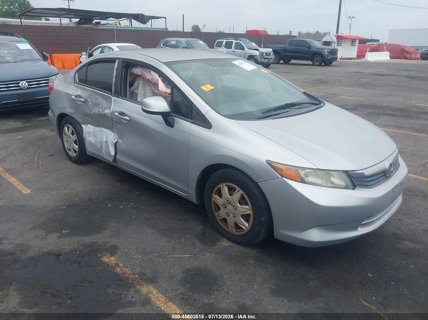 2012 Honda Civic VIN 2HGFB2F54CH304730 IAAI salvage auction — RIGHT SIDE, Salvage (California), sold $700 on 2026-07-30 (photo 1)