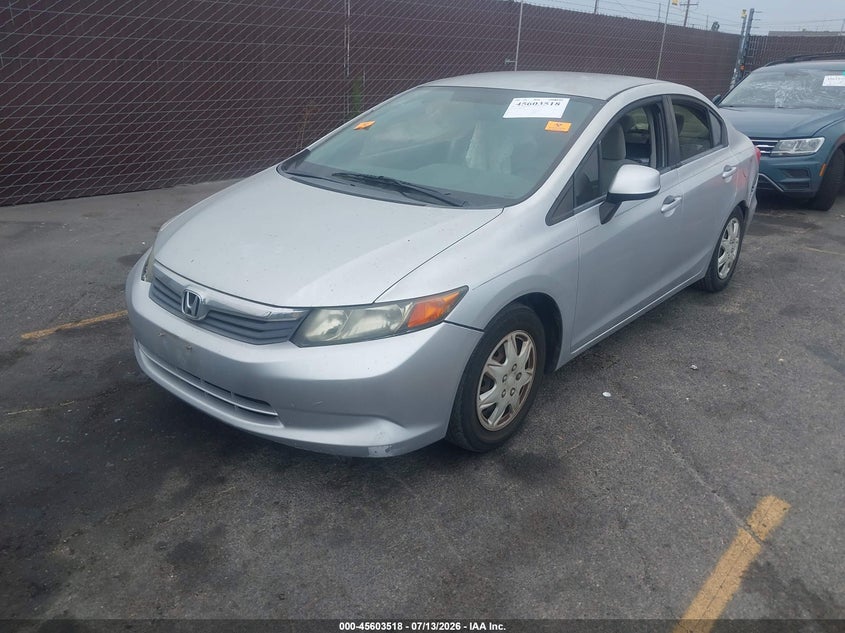 2012 Honda Civic VIN 2HGFB2F54CH304730 IAAI salvage auction — RIGHT SIDE, Salvage (California), sold $700 on 2026-07-30 (photo 2)