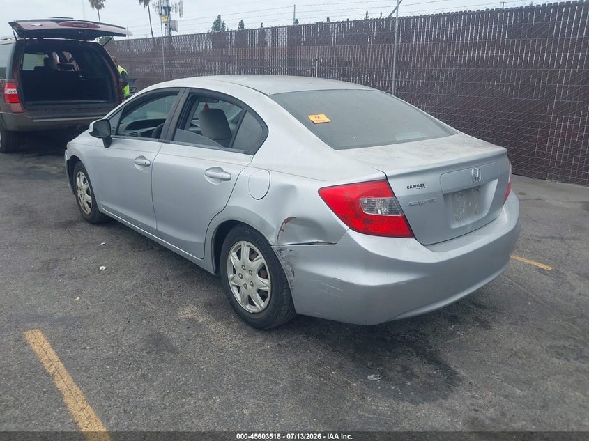 2012 Honda Civic VIN 2HGFB2F54CH304730 IAAI salvage auction — RIGHT SIDE, Salvage (California), sold $700 on 2026-07-30 (photo 3)