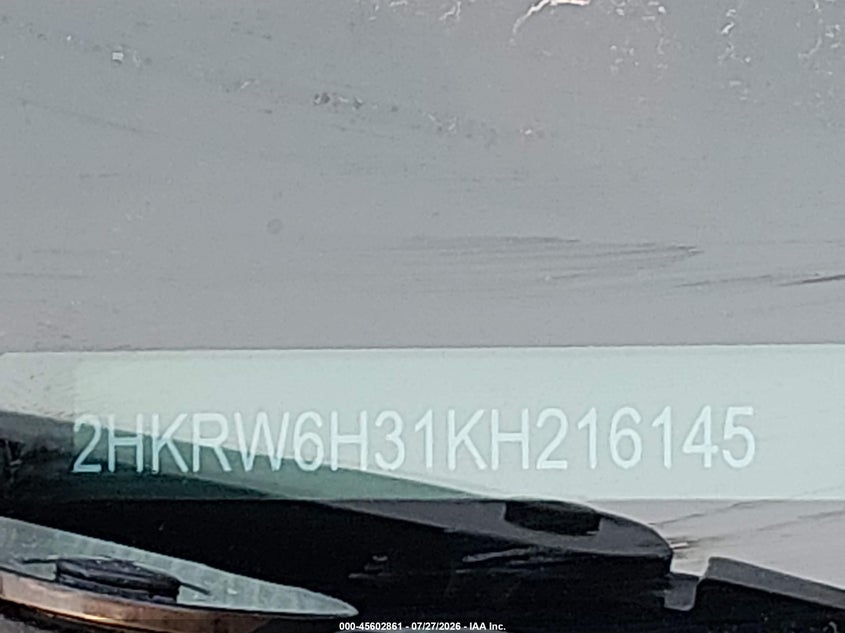 2019 Honda Cr-v VIN 2HKRW6H31KH216145 IAAI salvage auction — THEFT, Original (Ohio), sold $9,200 on 2026-08-01 (photo 9)