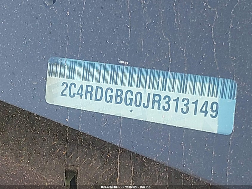 2018 Dodge Grand caravan VIN 2C4RDGBG0JR313149 IAAI salvage auction — NORMAL WEAR, Sf97 (Indiana), sold $13,300 on 2026-09-15 (photo 9)