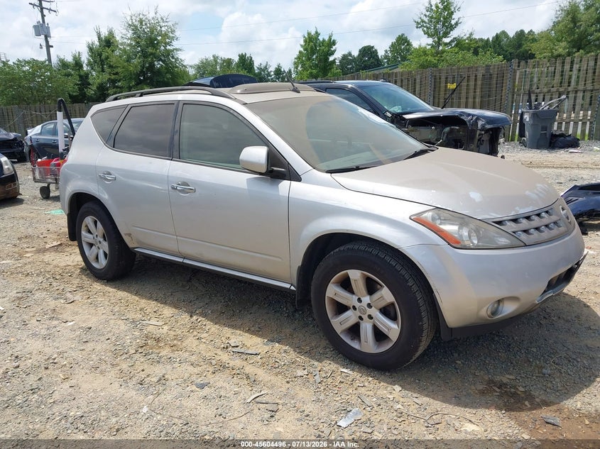 2007 Nissan Murano VIN JN8AZ08WX7W605786 IAAI salvage auction — NORMAL WEAR, Clear (Virginia), sold $350 on 2026-07-27 (photo 1)