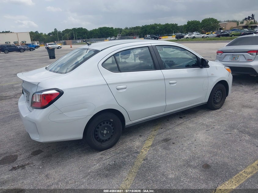 2024 Mitsubishi Mirage VIN ML32FUFJ6RHF01543 IAAI salvage auction — SIDE, Wait Title, sold $25 on 2026-08-01 (photo 4)