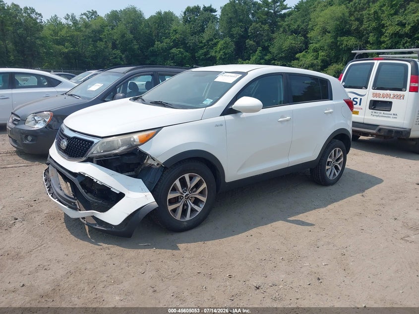 2015 Kia Sportage VIN KNDPBCACXF7687846 IAAI salvage auction — FRONT END, Clear (Massachusetts), sold $1,250 on 2026-07-24 (photo 2)