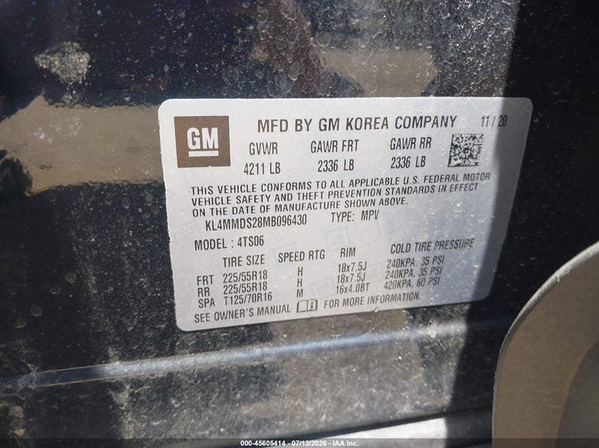 2021 Buick Encore gx VIN KL4MMDS28MB096430 IAAI salvage auction — FRONT END, Salvage (Ohio), sold $3,350 on 2026-07-25 (photo 9)