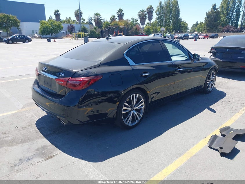 2021 Infiniti Q50 VIN JN1EV7CP4MM705300 IAAI salvage auction — FRONT END, Salvage (California), sold $7,600 on 2026-08-10 (photo 4)