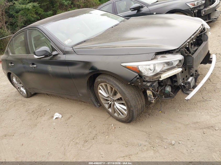 2023 Infiniti Q50 VIN JN1EV7BR7PM541712 IAAI salvage auction — FRONT END, Salvage (Massachusetts), sold $7,525 on 2026-08-18 (photo 1)