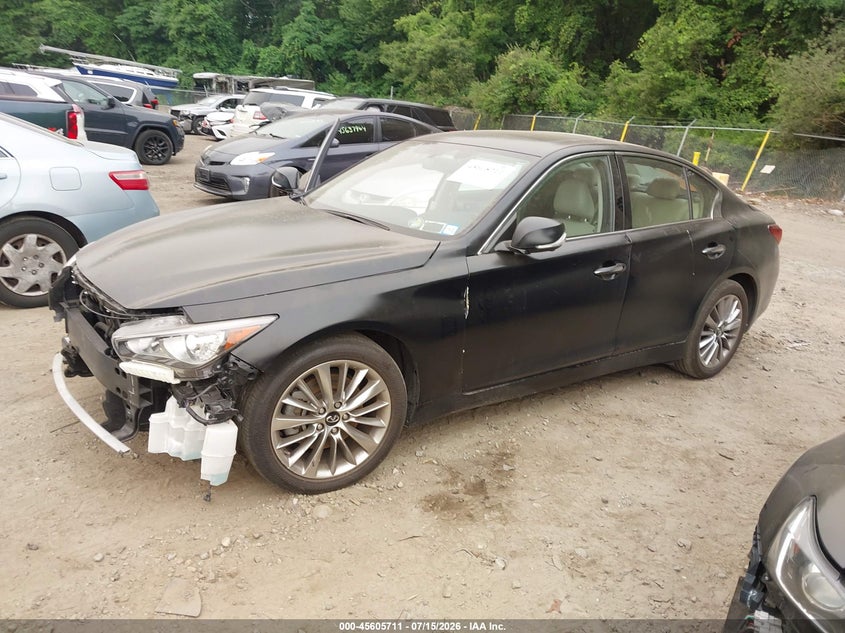 2023 Infiniti Q50 VIN JN1EV7BR7PM541712 IAAI salvage auction — FRONT END, Salvage (Massachusetts), sold $7,525 on 2026-08-18 (photo 2)