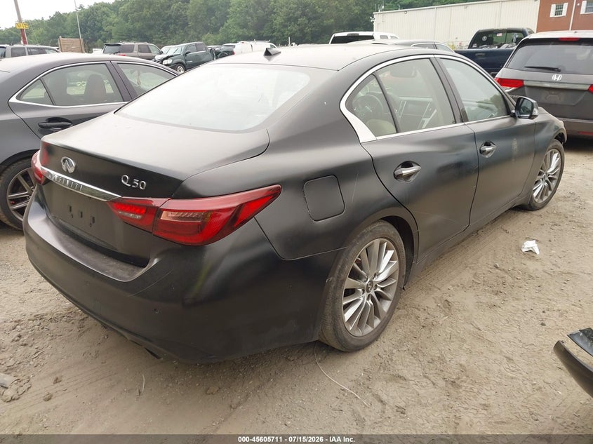 2023 Infiniti Q50 VIN JN1EV7BR7PM541712 IAAI salvage auction — FRONT END, Salvage (Massachusetts), sold $7,525 on 2026-08-18 (photo 4)
