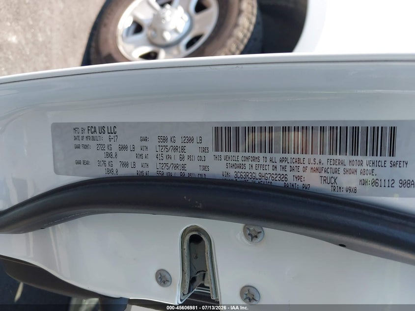 2017 Ram 3500 VIN 3C63R3GL9HG762326 IAAI salvage auction — NORMAL WEAR, Sf97 (Illinois), sold $32,750 on 2026-09-03 (photo 5)