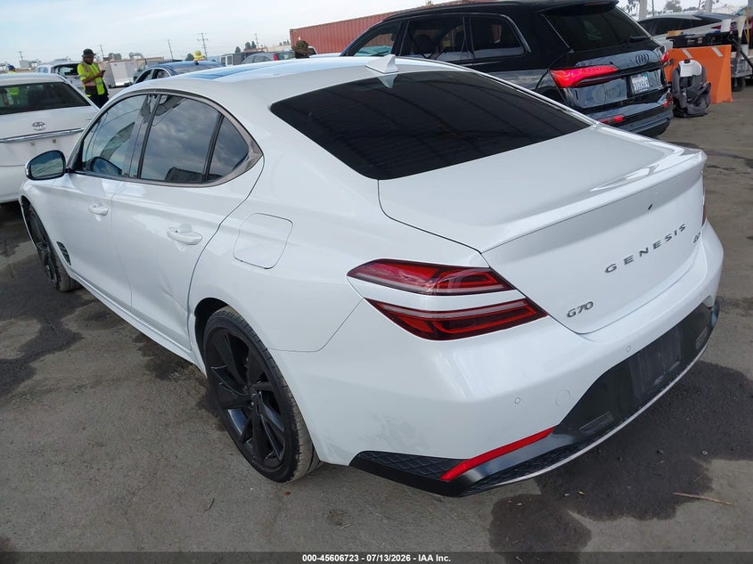 2023 Genesis G70 VIN KMTG34TA3PU123006 IAAI salvage auction — RIGHT FRONT, Salvage (California), sold $11,000 on 2026-08-03 (photo 3)