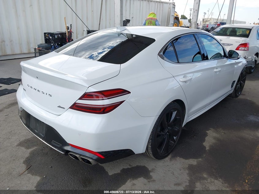2023 Genesis G70 VIN KMTG34TA3PU123006 IAAI salvage auction — RIGHT FRONT, Salvage (California), sold $11,000 on 2026-08-03 (photo 4)
