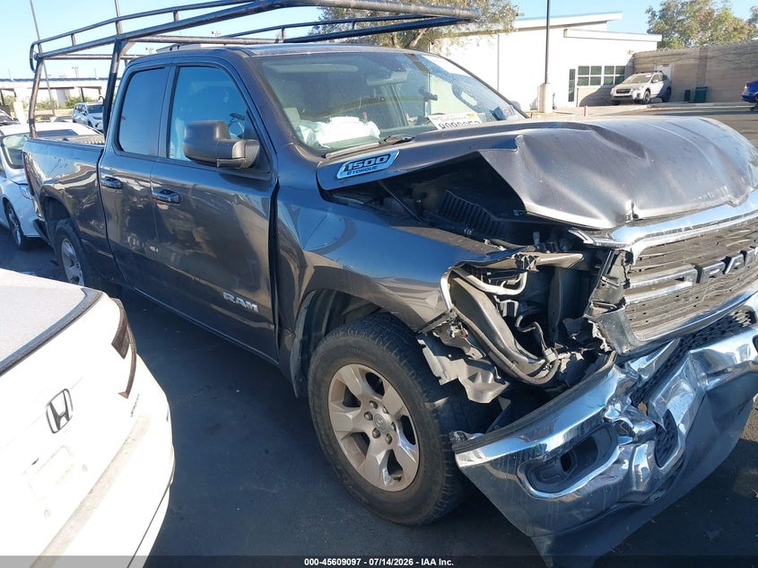 2021 Ram 1500 VIN 1C6RREBG0MN593508 IAAI salvage auction — FRONT & REAR, Salvage Title, sold $2,950 on 2026-07-31 (photo 1)