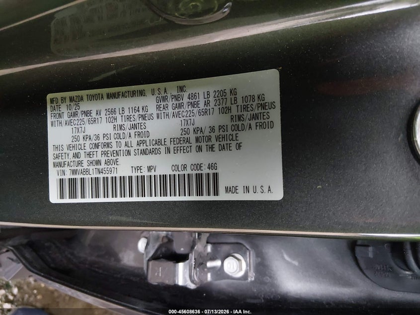 2026 Mazda Cx-50 VIN 7MMVABBL1TN455971 IAAI salvage auction — FRONT END, Enterprise Vehicles Clear Only (Tennessee), sold $17,200 on 2026-07-22 (photo 9)