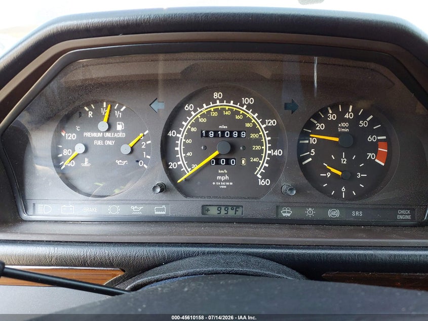 1991 Mercedes-benz VIN WDBEA30D8MB290777 IAAI salvage auction — NORMAL WEAR, Clear, sold $1,100 on 2026-07-29 (photo 7)