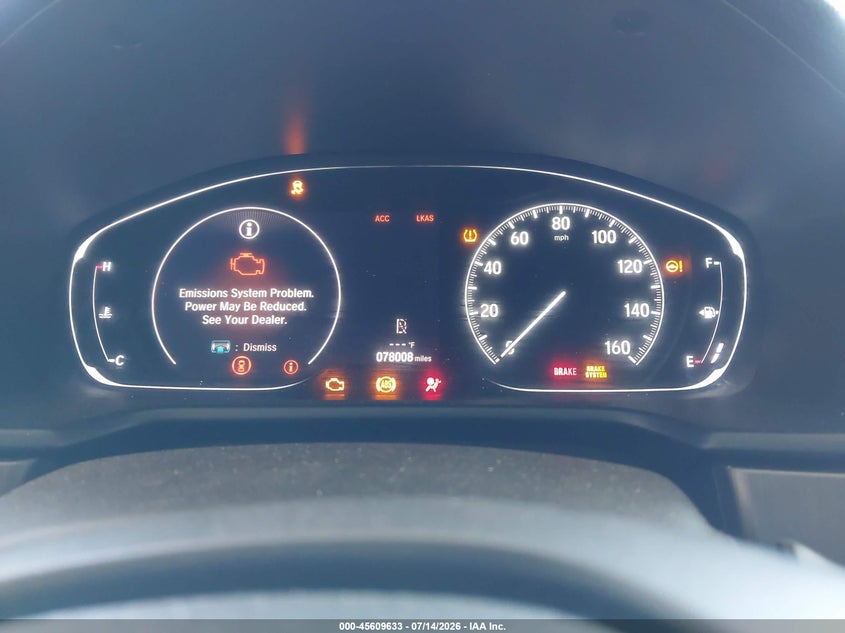 2019 Honda Accord VIN 1HGCV1F13KA165155 IAAI salvage auction — REPOSSESSION, Salvage Title, sold $25 on 2026-09-28 (photo 7)