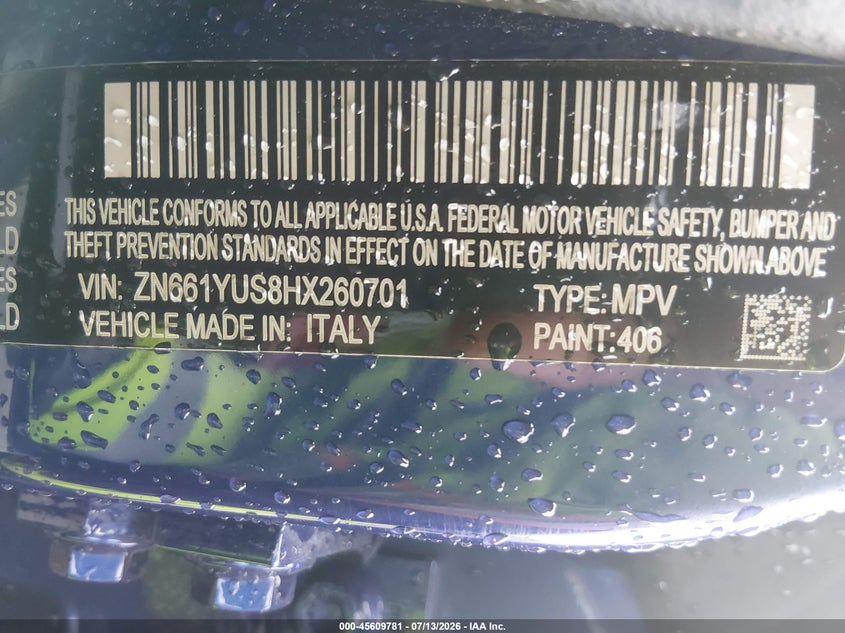 2017 Maserati Levante VIN ZN661YUS8HX260701 IAAI salvage auction — NORMAL WEAR, Original (Texas), sold $25 on 2026-08-05 (photo 9)