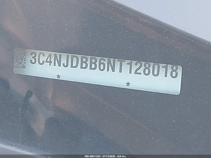 2022 Jeep Compass VIN 3C4NJDBB6NT128018 IAAI salvage auction — FRONT END, Salvage Title, sold $1,200 on 2026-08-23 (photo 9)