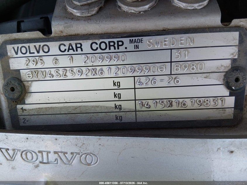 2006 Volvo Xc70 VIN YV4SZ592X61209990 IAAI salvage auction — NORMAL WEAR, Clear, sold $75 on 2026-07-29 (photo 9)