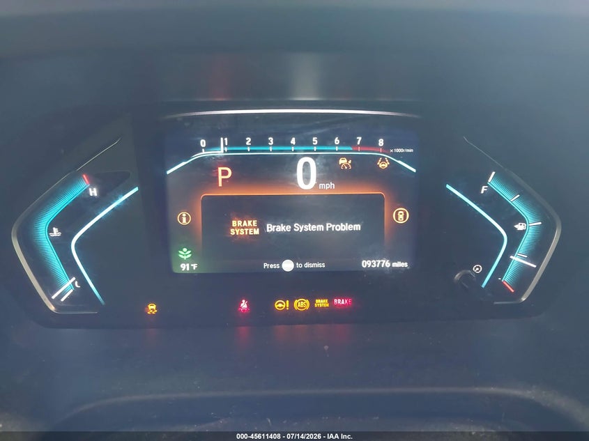 2022 Honda Odyssey VIN 5FNRL6H77NB020192 IAAI salvage auction — LEFT FRONT, Salvage Title, sold $7,800 on 2026-07-29 (photo 7)