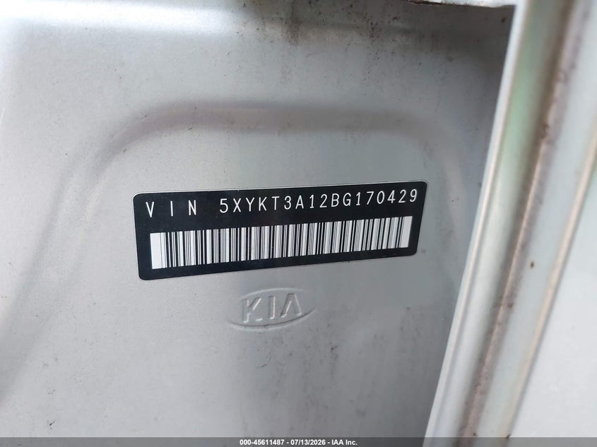 2011 Kia Sorento VIN 5XYKT3A12BG170429 IAAI salvage auction — NORMAL WEAR, Clear (Pennsylvania), sold $1,000 on 2026-07-17 (photo 9)