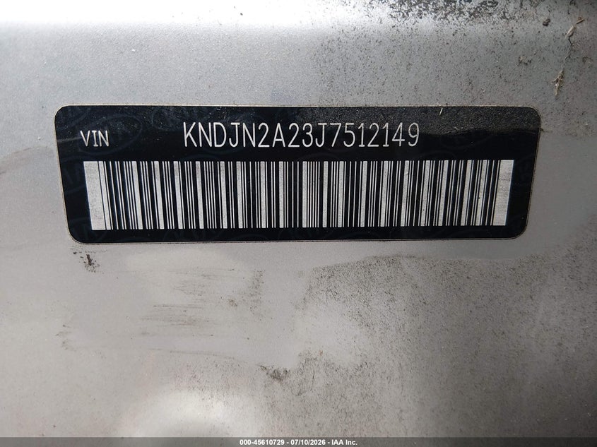 2018 Kia Soul VIN KNDJN2A23J7512149 IAAI salvage auction — NORMAL WEAR, Clear (Tennessee), sold $825 on 2026-07-18 (photo 9)