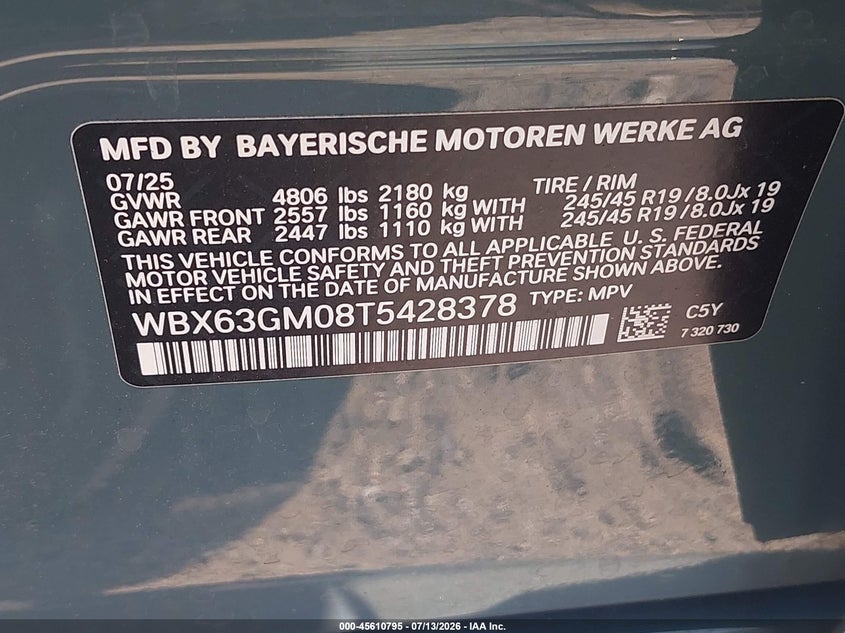 2026 BMW X2 VIN WBX63GM08T5428378 IAAI salvage auction — LEFT FRONT, Salvage - Greater Than 75% (Maryland), sold $20,800 on 2026-08-24 (photo 9)