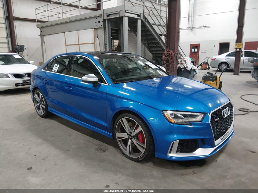 2018 Audi Rs3 VIN WUABWHFF1J1905301 IAAI salvage auction — WATER/FLOOD, Salvage (Idaho), sold $16,150 on 2026-08-07 (photo 1)