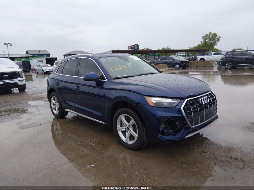 2021 Audi Q5 VIN WA1AAAFY4M2110879 IAAI salvage auction — FRONT END, Salvage (Texas), sold $9,900 on 2026-07-29 (photo 1)