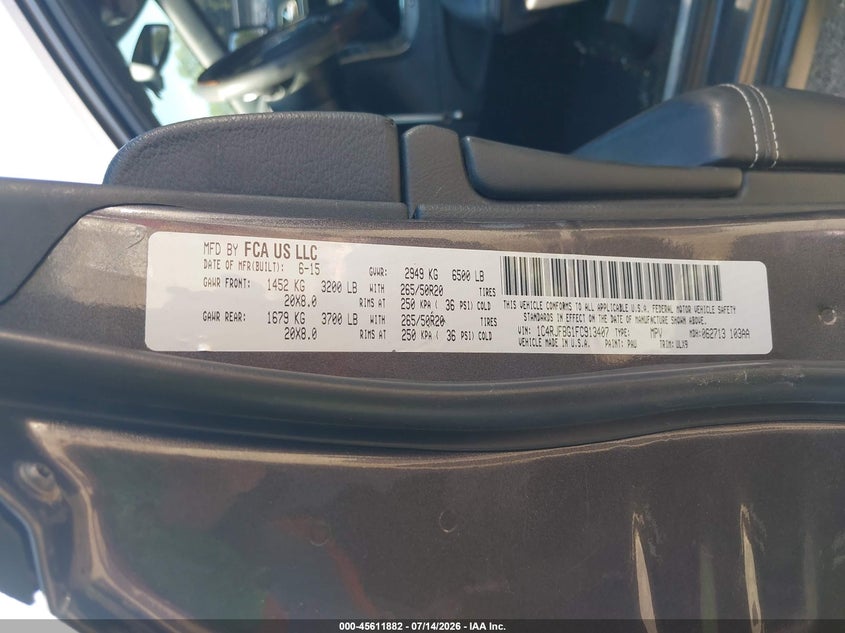 2015 Jeep Grand Cherokee VIN 1C4RJFBG1FC913407 IAAI salvage auction — FRONT END, Salvage (Iowa), sold $1,425 on 2026-09-15 (photo 9)
