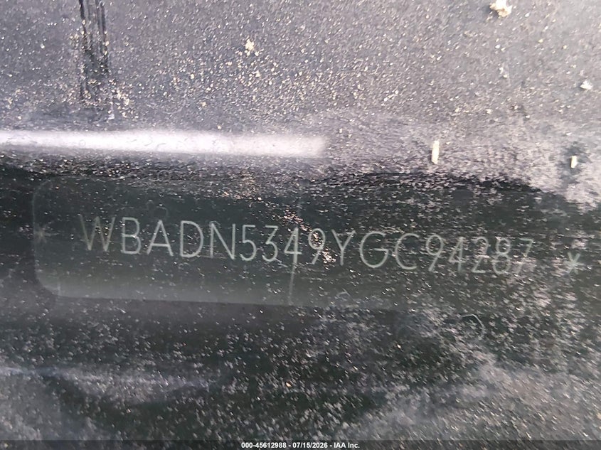 2000 BMW 5 series VIN WBADN5349YGC94287 IAAI salvage auction — NORMAL WEAR, Original (Texas), sold $1,050 on 2026-07-29 (photo 9)