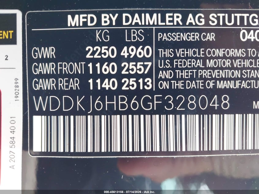 2016 Mercedes-benz E-klasse VIN WDDKJ6HB6GF328048 IAAI salvage auction — LEFT SIDE, Salvage (North Carolina), sold $5,500 on 2026-08-19 (photo 9)
