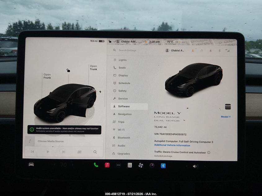 2023 Tesla Model y VIN 7SAYGDEE4PA050972 IAAI salvage auction — RIGHT FRONT, Wait Title, sold $11,700 on 2026-09-01 (photo 7)