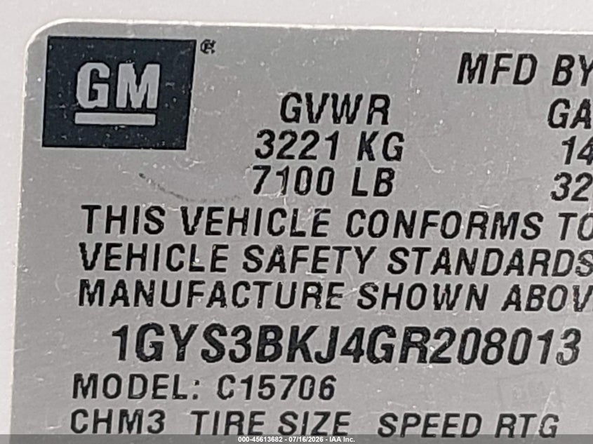 2016 Cadillac Escalade VIN 1GYS3BKJ4GR208013 IAAI salvage auction — NORMAL WEAR, Original (Texas), sold $8,900 on 2026-08-01 (photo 9)
