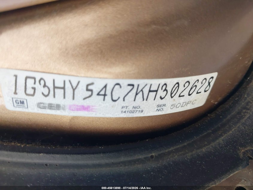 1989 Oldsmobile Delta 88 VIN 1G3HY54C7KH302628 IAAI salvage auction — NORMAL WEAR, Clear - Dealer Only (California), sold $200 on 2026-07-22 (photo 9)