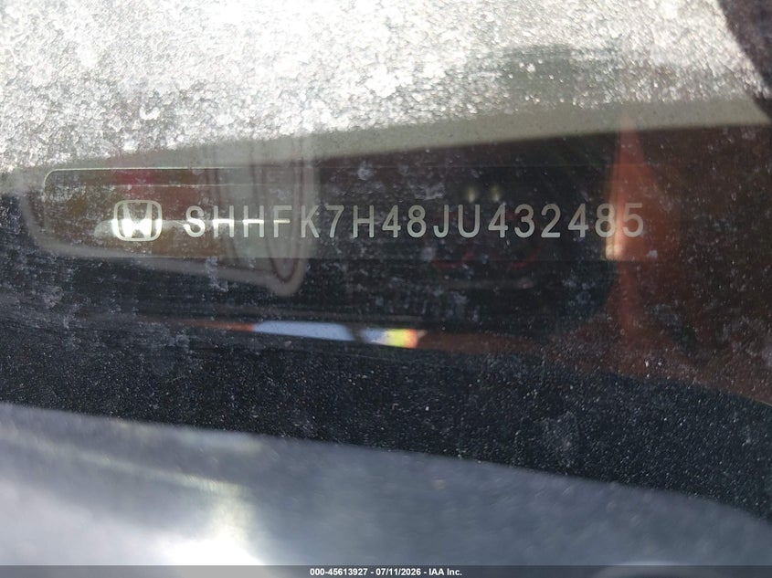 2018 Honda Civic VIN SHHFK7H48JU432485 IAAI salvage auction — LEFT REAR, Salvage (California), sold $3,900 on 2026-07-20 (photo 9)