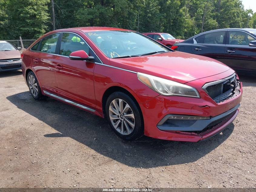 2015 Hyundai Sonata VIN 5NPE34AF2FH029390 IAAI salvage auction — FRONT END, Wait Title, sold $600 on 2026-08-01 (photo 1)