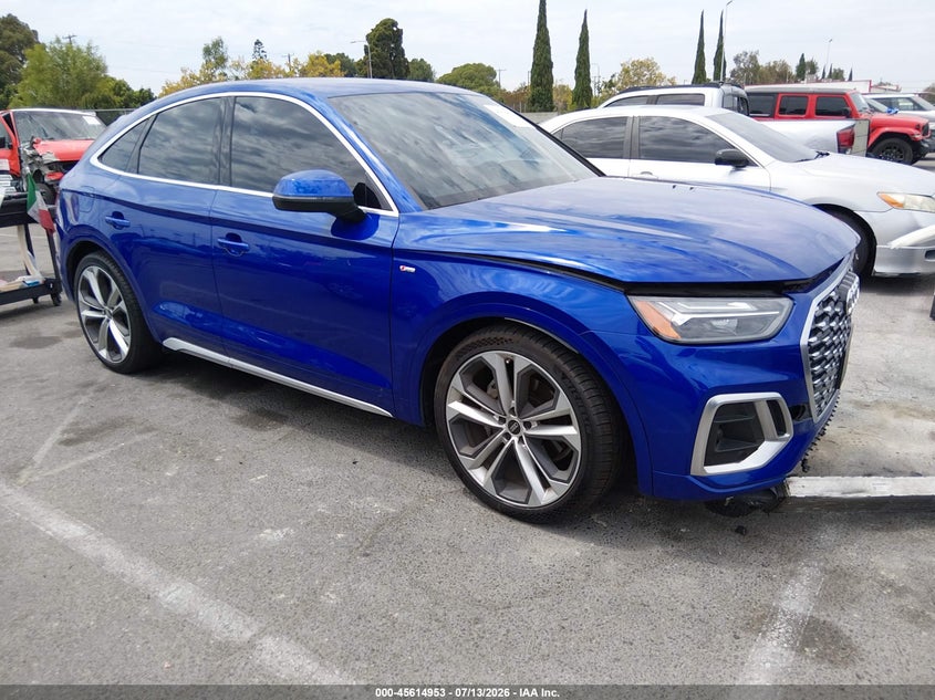 2021 Audi Q5 sportback VIN WA15AAFY2M2074773 IAAI salvage auction — FRONT END, Salvage Title, sold $11,200 on 2026-07-31 (photo 1)