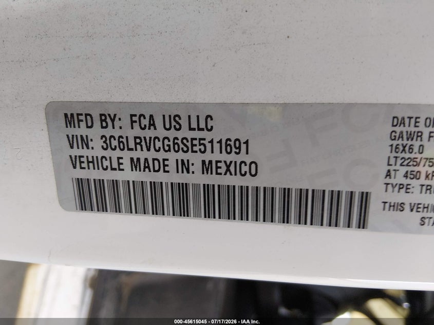 2025 Ram Promaster city VIN 3C6LRVCG6SE511691 IAAI salvage auction — SIDE, Wait Title, sold $17,200 on 2026-08-03 (photo 9)