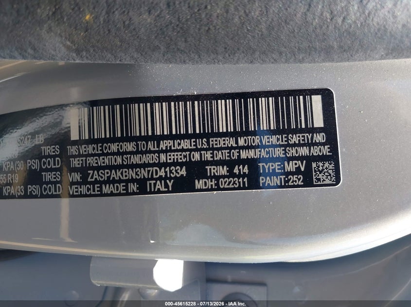 2022 Alfa romeo Stelvio VIN ZASPAKBN3N7D41334 IAAI salvage auction — LEFT REAR, Salvage Title, sold $7,600 on 2026-08-20 (photo 9)