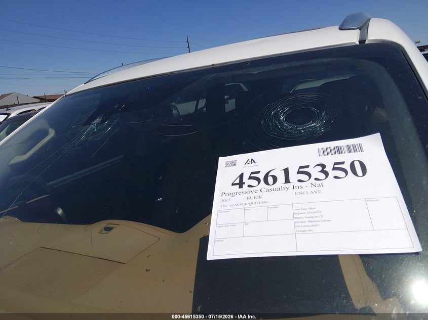 2017 Buick Enclave VIN 5GAKVCKD8HJ343884 IAAI salvage auction — HAIL, Wait Title, sold $725 on 2026-10-07 (photo 6)